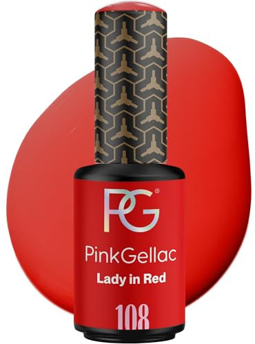 Pink Gellac Gel Nagellack UV - 108 Lady in Red 8 ml - Gelnagellack für UV Lampe - Rot - Einfache Anwendung Nail Polish für 14 Tage Salonqualität - Veganer Gellack Made in Holland
