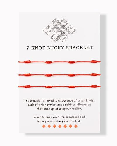 MANVEN 3 Pezzi Bracciale Filo Rosso Bracciale Portafortuna Protezione Kabala Amuleto Tibetano Occhio di Allah Regali per Uomini Donne Ragazzi Ragazze Famiglia Amici Amicizia Natale Compleanno