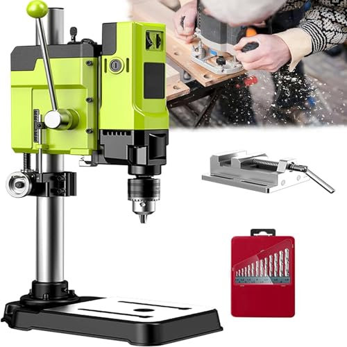 Electric Bench Drill Press Holder, Bench Drill Press Stand, 6-Speed Speed Design, Lifting Head, Height-Adjustable Precision Punched and Thickened Base Can Be Used for Electric Drilling