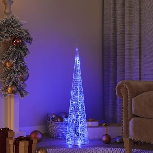 IKAYAA LED Pyramide Lichterkegel, Weihnachtsdeko für außen & innen, Weihnachtsdekoration, Weihnachtsbeleuchtung für Weihnachten, Beleuchtung für Weihnachten innen außen Blau 90 cm