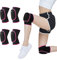 EULANT 2 pares de rodilleras de voleibol, elásticas rodilleras para danza, balonmano, scooter, gimnasia, fútbol, lucha en línea, bicicleta de montaña, coderas para niños y adultos (Negro/Rosa, Medium)