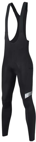 Santic Pantaloni da ciclismo da uomo ad alta elasticità, lunghi imbottiti con tasca laterale, Nero , L