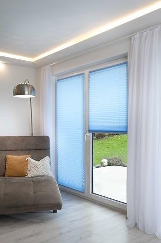 K-Home® Klebe-Plissee Iceblau Lichtschutz B60 x H130 cm