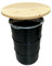 Barrelkings - Table Haute avec Plateau - 120L - Noir - Plateau en Bois - Exterieur - Table de Jardin - Baril de Pétrole - Mange Debout - Tonneau Metal - Bar de Jardin