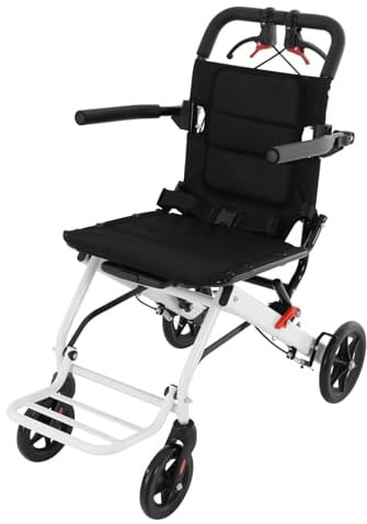 ROMYIX Hopfällbara rullstolar, resor transporter rullstolar, hopfällbara rullstolar för vuxna och äldre som stöder 100 kg, aluminium rullstol