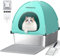 MeoWant Stainless Steel Cat Litter Box with Lid - Extra Large Enclosed Removable Metal Litter Tray with High-Sided Oxford Fabric Cover, Litter Scoop&Mat, Non-Sticky, Easy Cleaning for Big Cats