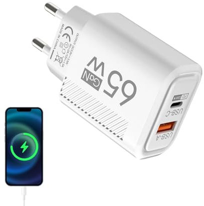 Caricatore USB,2 Porte Caricatore USB Da Muro,Carica Rapida Caricabatterie USB,Multiplo Alimentatore Presa USB,Cubo Caricabatterie USB C A Ricarica Rapida Da 65 W