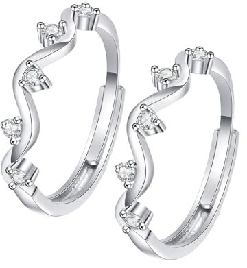 Heilung ist Nicht linear. Wellenring mit Höhen und Tiefen der Selbstliebe, Ring mit Wellenmuster und Verstellbarer Öffnung, inspirierende Schmuckgeschenke für Frauen (2 pcs)