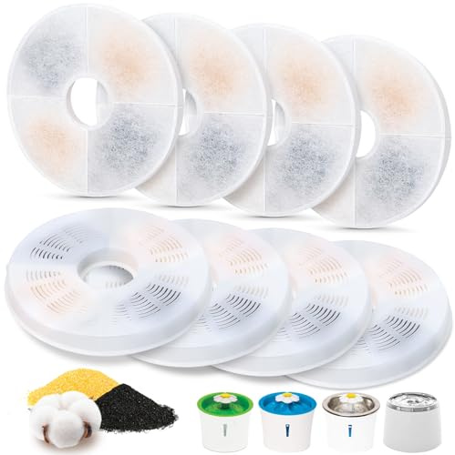 8 Stück Katzenwasserbrunnenfilter Ersatz kompatibel mit Ca, Katzenbrunnenfilter kompatibel mit Ca Design Senses Fountain/Flower Fountain/Senses 2.0/Fresh & Clear Edelstahl