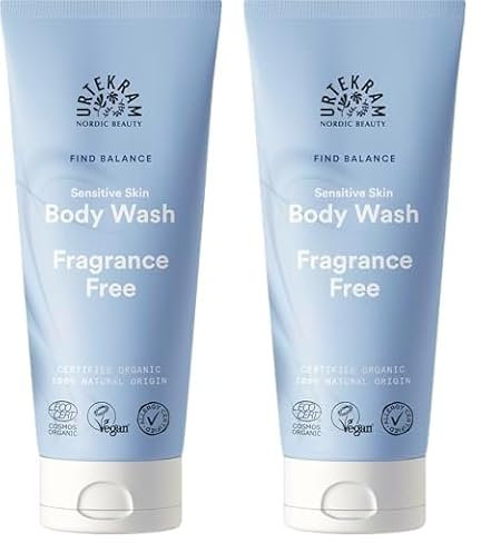 Urtekram Duschgel - Ohne Parfum Free, Find Balance, Sensitiv, 200 ml, Vegan, Bio (Packung mit 2)