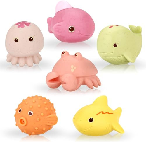 Jouets de Bain pour bébé Anti-moisissures – Lot de 6 Jouets de Bain sans Trous, Jouets d'eau pour Enfants, Jouets de Bain pour Piscine et Plage, favorise la Coordination œil-Main