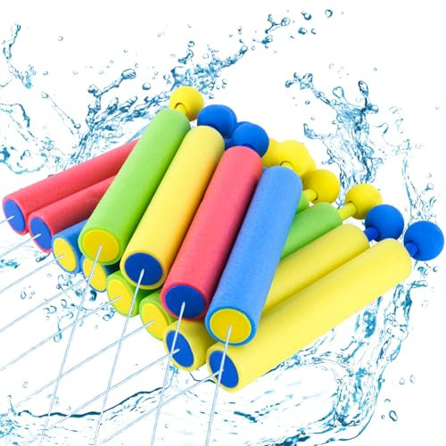 Muyohix Pistolet a Eau Mousse, 12 Pièces Pistolet à Eau Enfant 20 cm, Water Gun Colorée, Idéal pour Jeux Piscine, Jardin, Jeux d'eau et de Plage