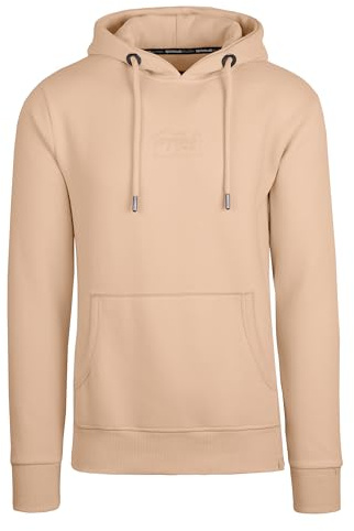 Spitzbub Hoodie Herren Beige,Kapuzenpullover mit Ton-in-Ton Stick,Streetwear Sweatshirt Casual Fit,Baumwoll-Mix– Hoodie Männer