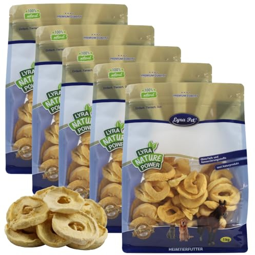 Lyra Pet® 5 kg Äpfel getrocknet Futter für Vögel, Pferde, Nager & Reptilien | Reich an Vitaminen & Ballaststoffen - Nährstoffreiches & natürilches Futter - Apfelscheiben ideal als Ergänzung