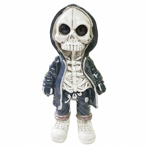 KMFASVX Totenkopf Figur Halloween Deko Skelett Ornament aus Harz,Gothic Schädel Statue für Wohnzimmer Schlafzimmer Büro Regal Geschenk für Männer & Frauen zu Halloween oder Gedenktagen (A)
