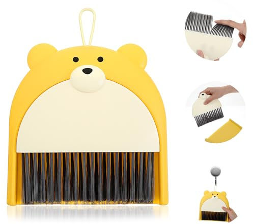 Ouligay Tischbesen mit Schaufel, Handfeger und Schaufel Klein Kehrblech und Handfeger Besen, Mini Besen und Kehrschaufel Set für Haus, Büro, Schule Haustier Reinigung