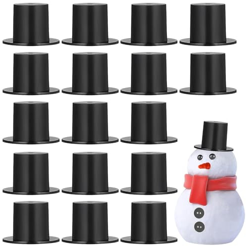 Abaodam 50pcs Mini Black Top Hats Snowman Decorating - Christmas Party Diy Decoration Mini Snowman Top Hats Birthday Wedding Family Gathering Party Supplies
