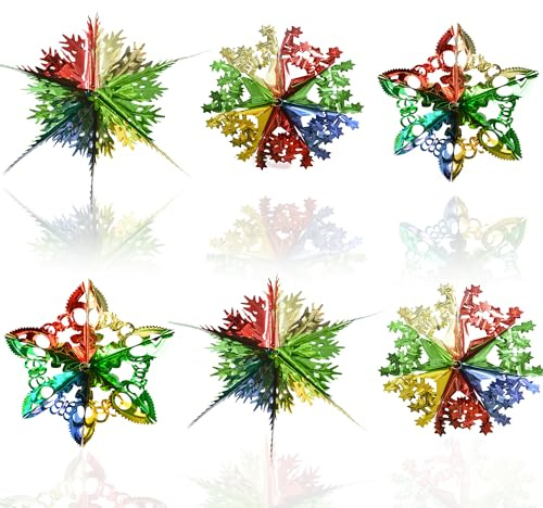 6 Pcs Christmas Ceiling Decorations,15in Foil Ceiling Christmas Decorations | 4 Colors Multicolor Hanging Retro Decorative Balls Indoor for Xmas Tree and Home Decoration Ornaments
