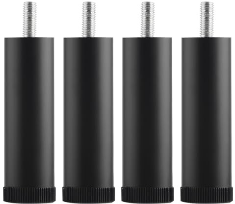 4er-Pack Verstellbare Möbelfüße, M6/M8/M10 Gewinde, Ersatzfüße Zum Ausgleichen Von Couches, Betten, Sofas Und Schränken, Mit Rutschfester Fußkappe(Schwarz,10cm(M6screw))