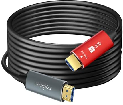 RESTEQ Câble HDMI Fibre Optique Actif 50 m (165 ft) 4K 60Hz 18Gbps Câble HDMI Haute Vitesse Directionnel pour TV, Projecteur et Home Cinéma