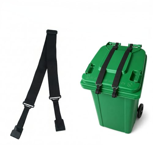 Wheelie Bin Lid Lock Strap Adjustable Wheelie Bin Lock Double Claw,76-152cm | Trash Can Lock Strap|Universal Bungee Cord Trash Bin Lid Clamp Latch|Wheelie Bin Straps for Spilling Proof,Wildlife,Wind