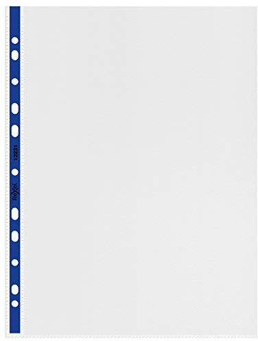 Rexel Nyrex Prospekthüllen (verstärkt, blauer Rand, oben offen, Format A4) 25 Stück transparent