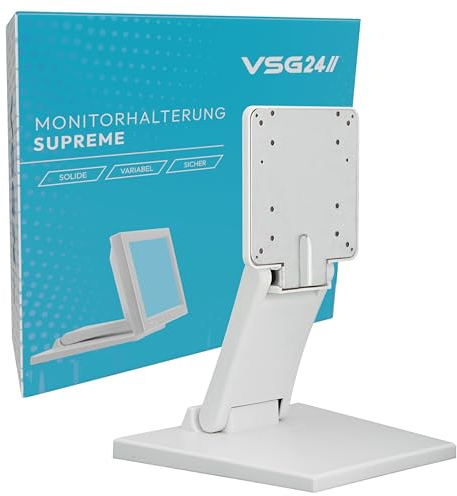 Staffa di Montaggio per Monitor POS o PC Touchscreen, Supporto per Display Stabile, Flessibile, Inclinabile e Regolabile, VESA, Metallo, per Schermi da 10 a 22 Pollici - Bianco