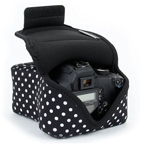 USA Gear Housse Appareil Photo Numérique et Accessoire en Néoprène Rembourré, Protection Robuste avec Poche et Ceinture - Compatible avec Appareils Canon, Nikon, Pentax, Lumix Et Plus - Pois