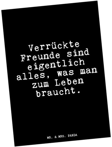 Mr. & Mrs. Panda Postkarte Verrückte Freunde sind eigentlich... - Geschenk, beste Freundin, Glizer Spruch Sprüche Weisheiten Zitate Lustig Weisheit Worte, Grußkarte, bildkarte, Fotokarte, Freundinnen