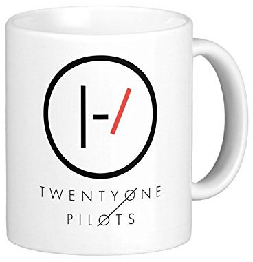 Lewistons-of-London Keramiktasse mit Aufschrift 21 Pilots Twenty One Band Duo, USA, Musikartikel, Rot, Blau, Schwarz, Blurryface-Logo, lustiger Humor, Arbeit, Banter, Kaffee, Tee, Geschenk, Neuheit,