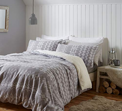 Catherine Lansfield Alpine Fleece King Duvet Set Grey