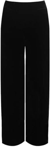 Ladis Pantalón elástico de terciopelo de terciopelo de pierna ancha para mujer con bolsillo lateral