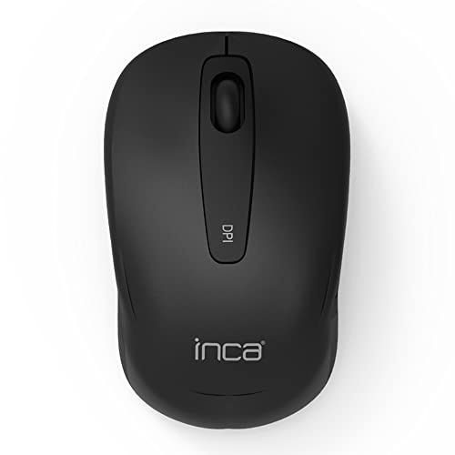 Inca Wireless Mouse kabellose Funk-Maus, 1600 DPI (Schwarz)