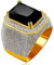 Uloveido Männer Gold Plated Kissen Cut Schwarz CZ Strass Cocktail Ring, Charm Hip Hop breite Band Ringe für Jungen RA408 (schwarz, Größe 20.6)