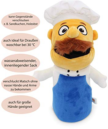 papalapapa Premium Handpuppe Papa Pepper für Babys und Kinder mit beweglichem Mund - Große 30x15cm Handpuppe mit innen liegender Tasche - Hochwertige Koch Spielhandschuh Handpuppen