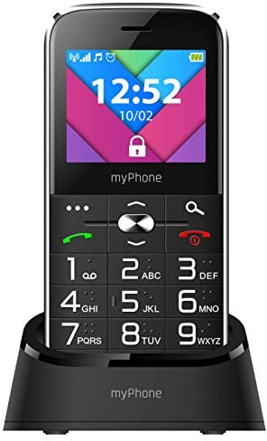 MP myPhone Halo C 2.2” Seniorenhandy Mobiltelefon ohne vertrag mit großen Tasten, Taschenlampe, Ladestation, Dual SIM, Bluetooth, großer Akku 1900mAh, Kamera - Schwarz