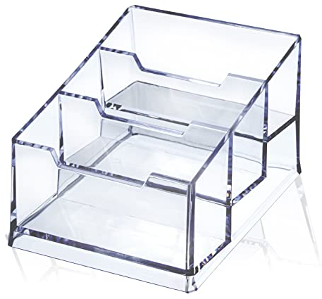 Porte-cartes de visite en acrylique transparent, support de porte-cartes de visite en acrylique transparent de qualité supérieure à 3 niveaux pour bureau pouvant contenir 150 cartes de visite