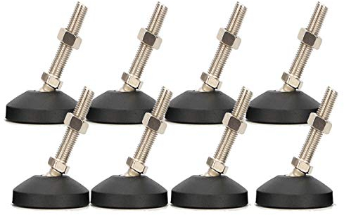 Drenky Vis de Réglage Meuble, Pied Réglable Hauteur en Acier Inoxydable à Toute épreuve M10 x 30mm Pied de Nivellement Antidérapant avec écrou en T, 8 pièces