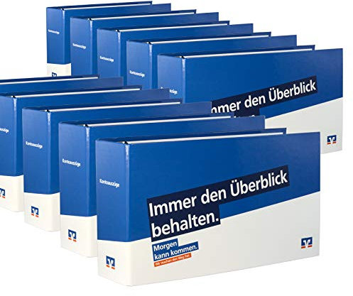 10 x Kontoauszugsordner blau (Morgen kann kommen) mit Volksbank Logo, Ordner für Kontoauszüge, Bankordner, DIN lang