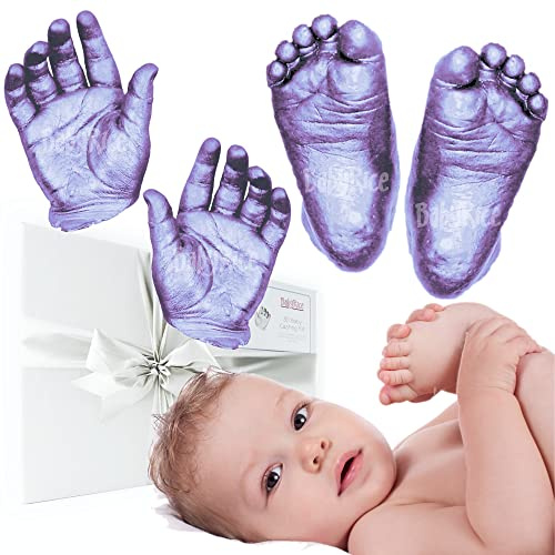 BabyRice Large Baby Hand and Foot Casting Kit, Boxed, Includes Metallic Paint (Lilac)