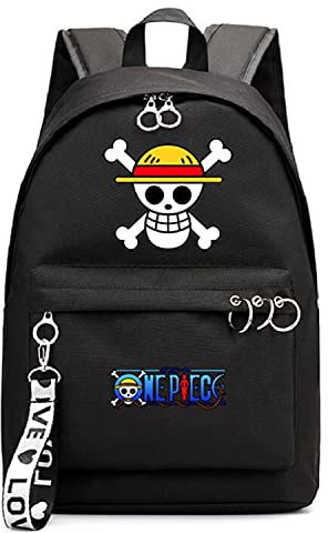 Gumstyle Anime One Piece Monkey D Luffy Backpack Book Bag Laptop School Bag Women Girls Cosplay Daypack Rucksack Bag Black/10
