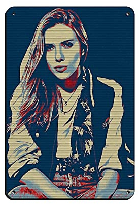 Scarlett Johansson Celebrity Actress Art Aesthetics 18 Retro Poster Metall Blechschild Schick Kunst Retro Eisen Malerei Bar Menschen Höhle Cafe Familie Garage Poster Wanddekoration 20 x 30 cm
