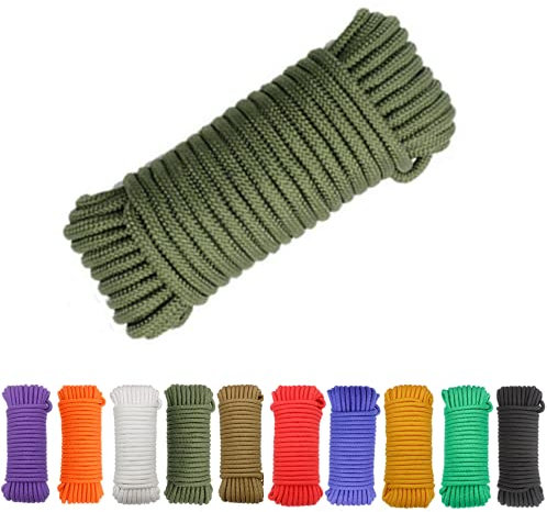 Avtytsda Nylon Rope Flag Pole Polypropylene Clothes Line Camping Utility Good for Tie Pull Swing Climb Knot All Purpose Flagline Rope 8mm x 20m (Dark green)