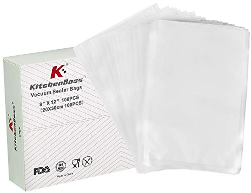KitchenBoss Vakuumierbeutel Vakuumbeutel Lebensmittel Vakumiererbeutel: 20x30m 100pcs für alle Vakumierergerät Sous-Vide Beutel BPA-frei Vakumierbeutel
