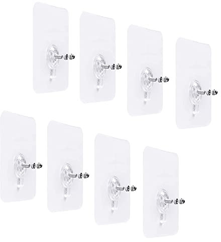 Juego de 8 tornillos adhesivos desmontables para montaje en pared, clavos adhesivos para colgar, sin rastro, sin taladrar, cocina, almacenamiento, azulejos, pared y ducha (tamaño de uñas: 6 mm)