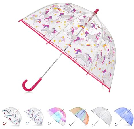 Totes Parapluie à bulles transparent pour enfants avec poignée facile à saisir, licorne rose, taille unique, parapluie à bulles transparent pour enfants avec poignée facile à prendre en main pour