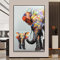 WunM Studio CE Acrylbilder handgemalt auf Leinwand, Textur 3D Tier Glück Elefant Erfolg Tier Messer Malerei Vintage/Abstrakt Moderner Luxus/für Familie Wand Wohnzimmer Esszimmer Home Art Decor Co