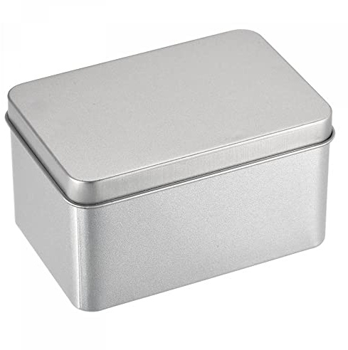 sourcing map Metal Tin Box, 4.21 x 2.87 x 2.36 with Lids, Silver Tone | Rectangular,Empty Tinplate Containers ,for Home Organizer, Candles, Gifts, Car Keys, Crafts Storage