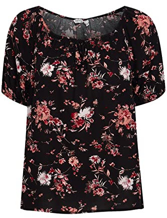 b.young BYMMJOELLA SS Blouse 2 - Damen Bluse Kurzarm mit Rundhals-Ausschnitt, Größe:38, Farbe:Coral Cloud Mix (201128)