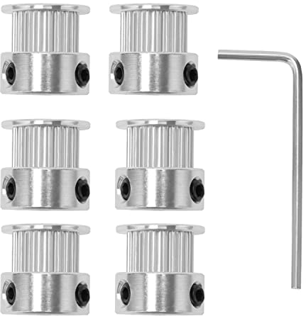 6 STÜCKE GT2 Zahnriemenscheibe 20 Zähne 5 mm Bohrung, VooGenzek Timing Riemenscheibe Aluminium Synchronrad, mit Innensechskantschlüssel, für 6mm Breite 3D-Drucker Zubehör